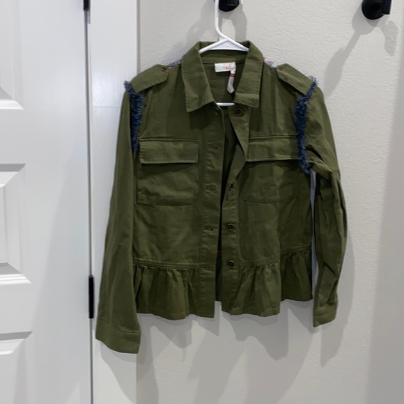 EUC Matilda Jane Clothing MJC Military Style Ruffle Boho Jacket Coat Size 14